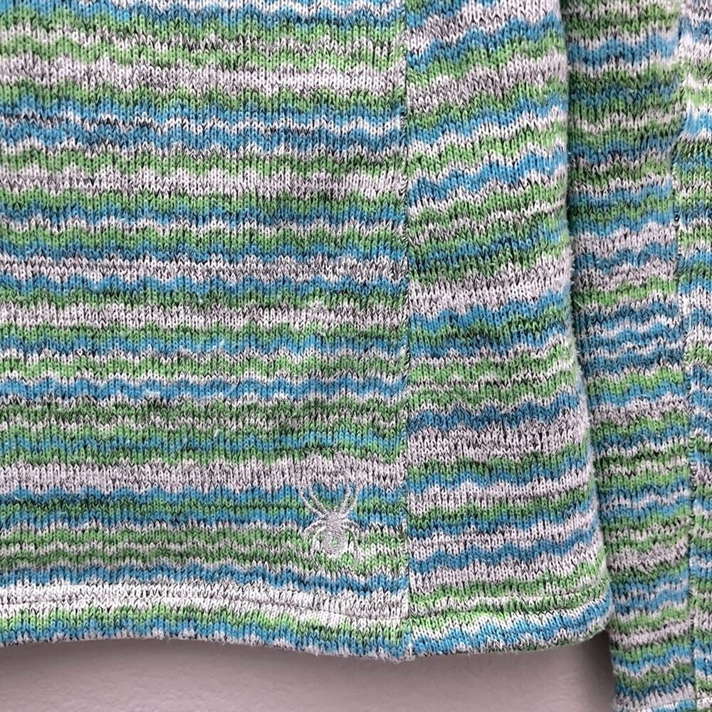 Spyder Women’s Size 6 Green Striped 1/4 Zip Fleece Sweater Chevron Outdoor Ski - Picture 2 of 4